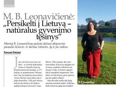 M. B. Leonavičienė: „Persikelti į Lietuvą – natūralus gyvenimo tęsinys“