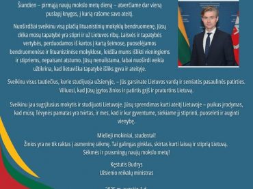 K. Budrys lituanistinių mokyklų bendruomenei: „Jūsų dėka mūsų tapatybė yra stipri ir už Lietuvos ribų“